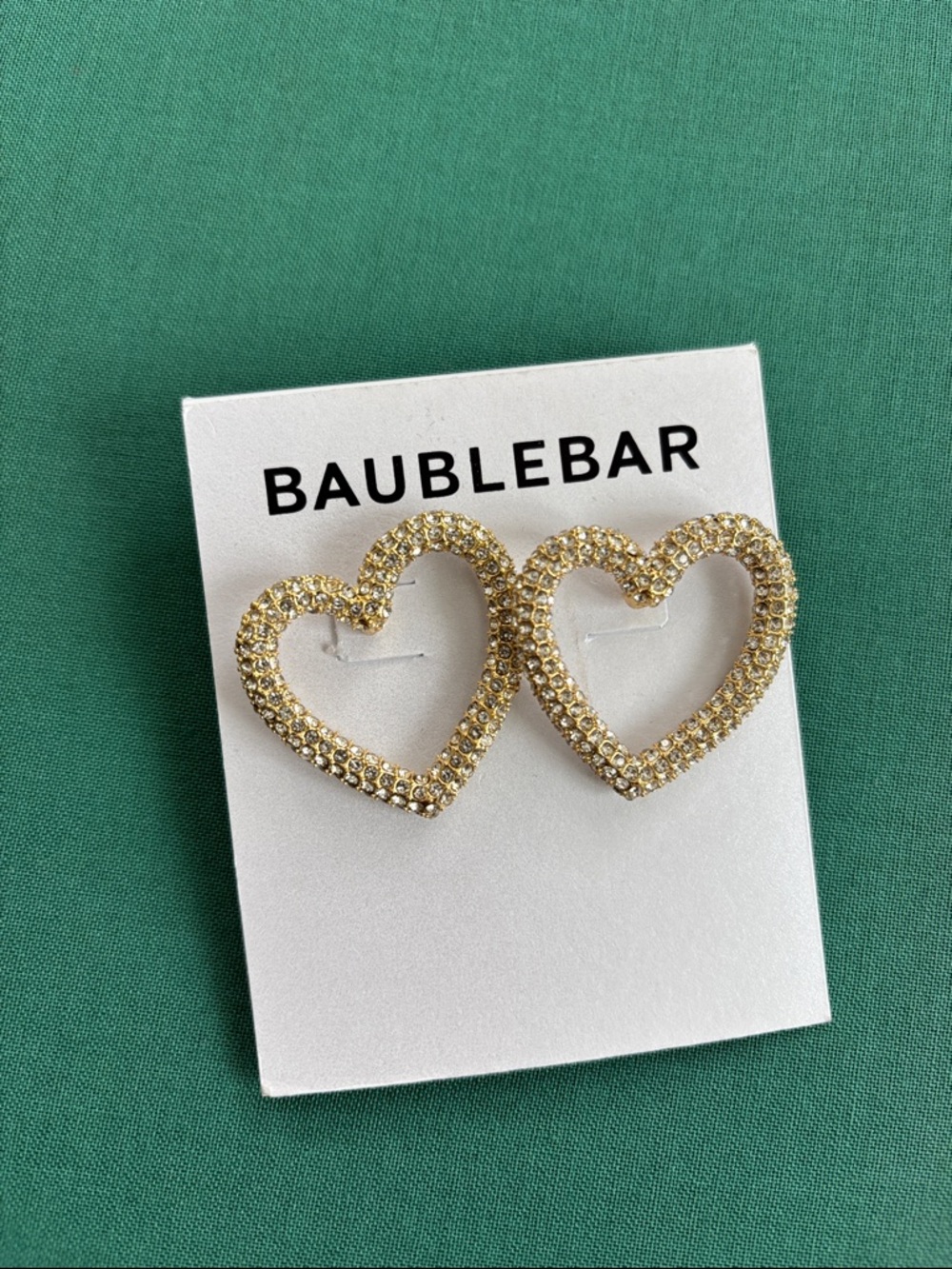 BaubleBar Gold Open Heart Crystal Stud Earrings